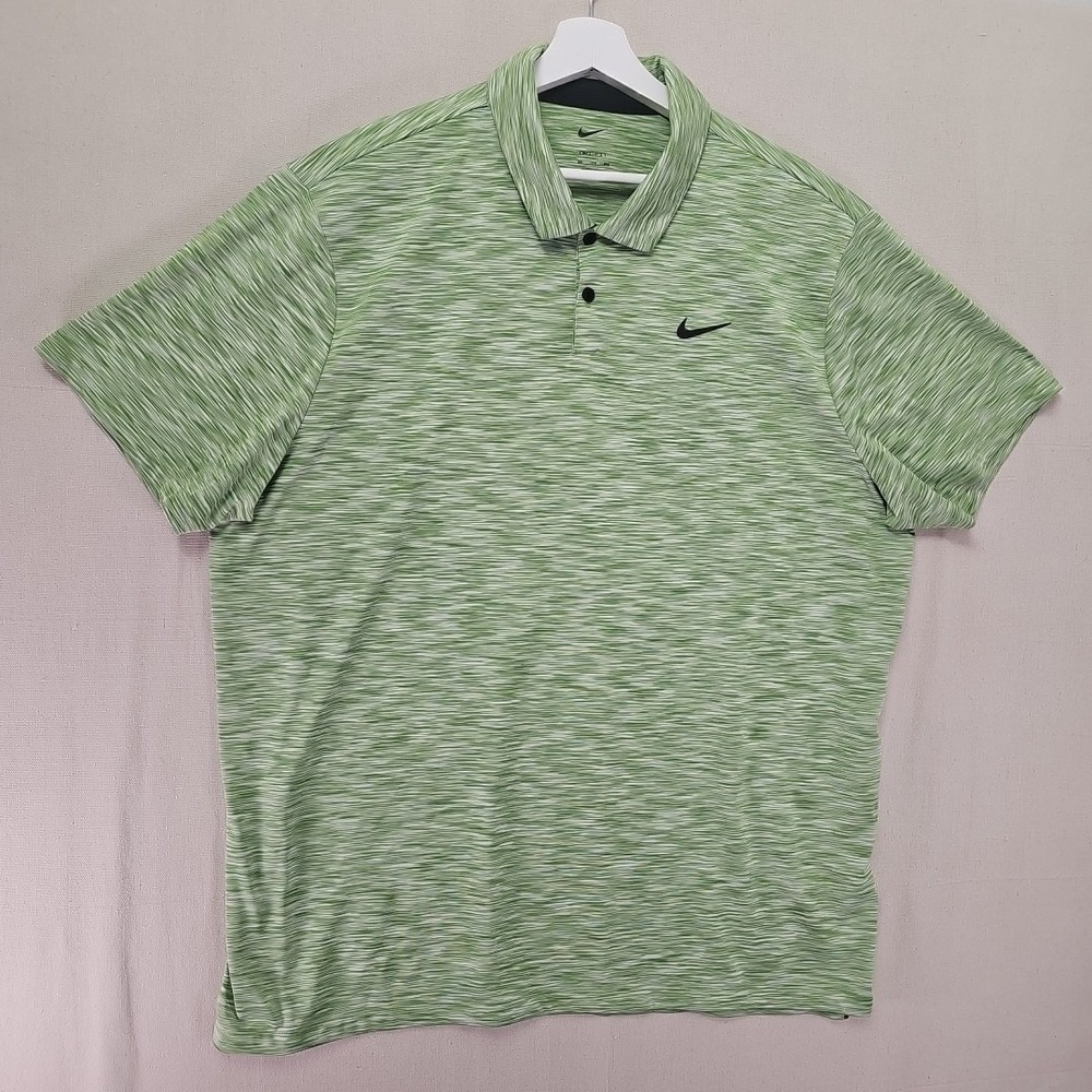 Nike Dri-Fit Tour Space Dye Green Mens XXL Polo Golf Shirt DX6091-350 2XL Swoosh